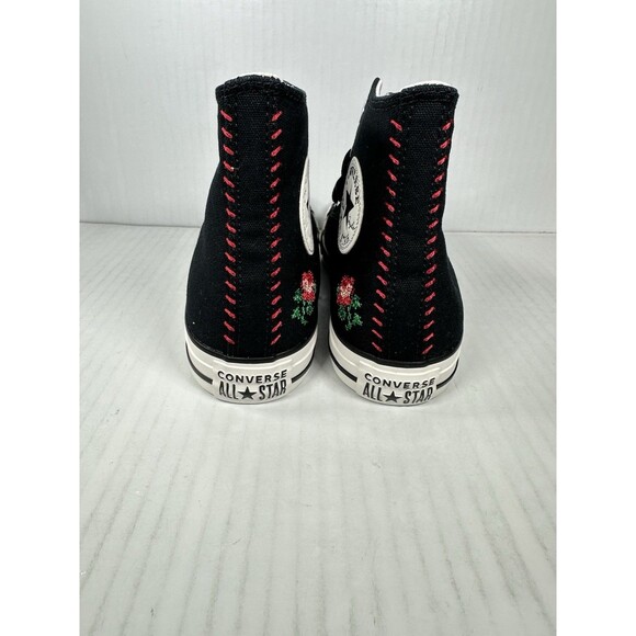 Sz 7.5 Converse Women Sneaker Black Hi Rose Embroidered Jellyfish Jitter A13657C - Picture 6 of 9